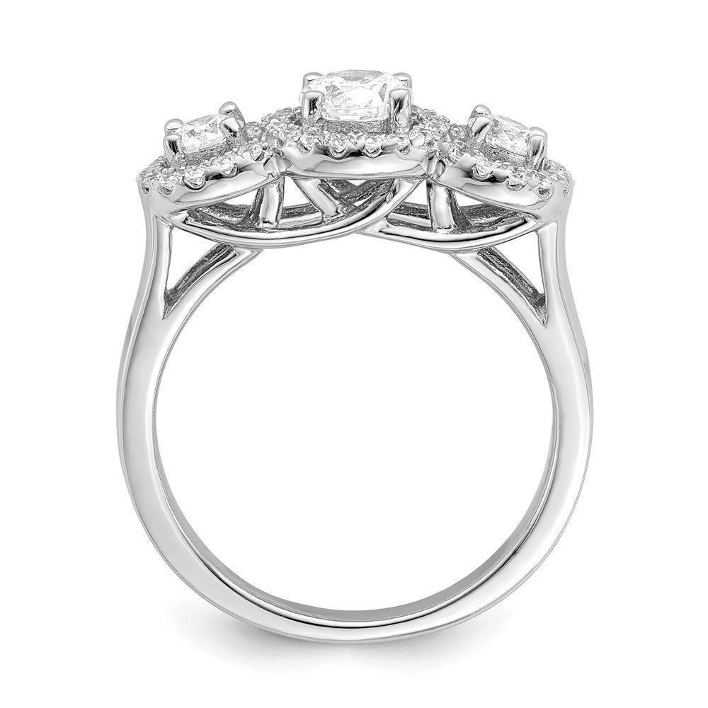Sterlingsilber Brillant Glut Rhodiniert 42 Stein Heiligenschein Mikro Pavé‚äö Zirkonia 3 Ring