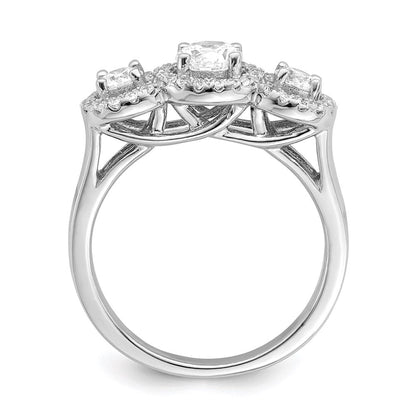 Sterlingsilber Brillant Glut Rhodiniert 42 Stein Heiligenschein Mikro Pavé‚äö Zirkonia 3 Ring
