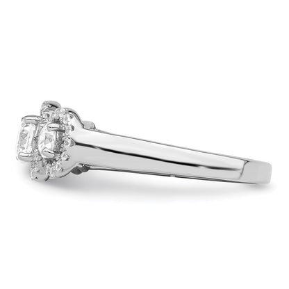 Sterlingsilber Brillant Glut Rhodiniert 42 Stein Heiligenschein Mikro Pavé‚äö Zirkonia 3 Ring