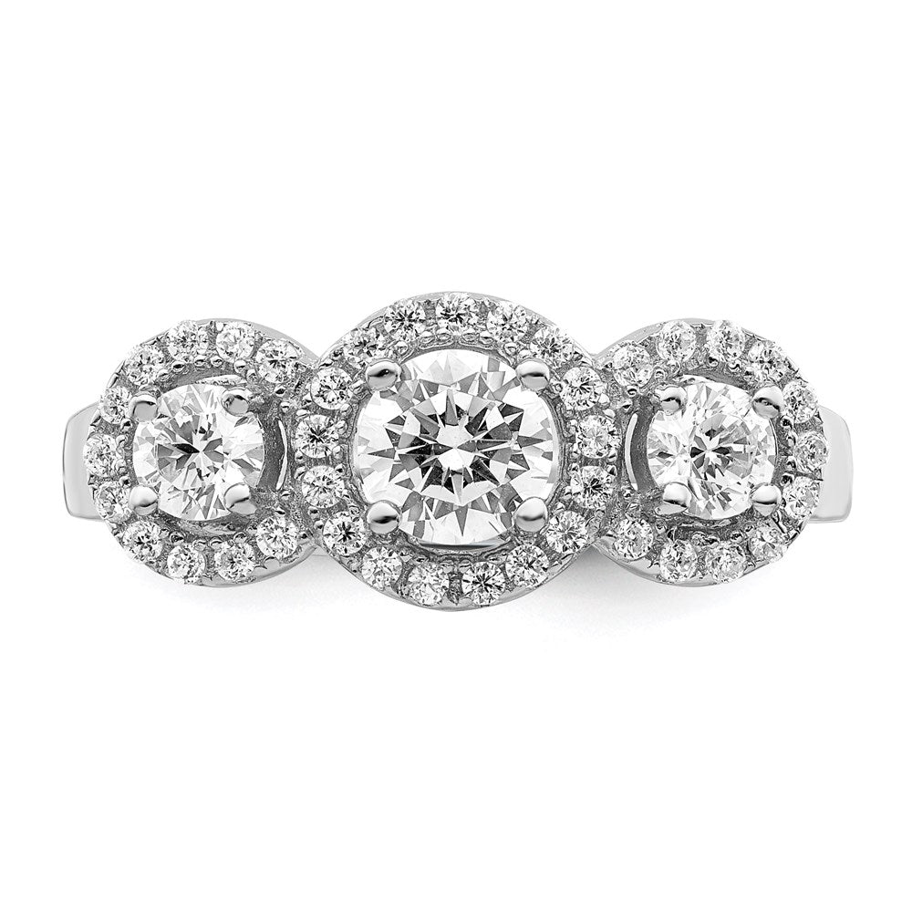 Sterlingsilber Brillant Glut Rhodiniert 42 Stein Heiligenschein Mikro Pavé‚äö Zirkonia 3 Ring