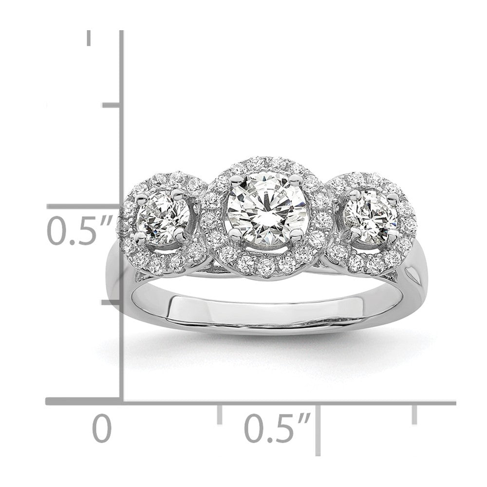 Sterlingsilber Brillant Glut Rhodiniert 42 Stein Heiligenschein Mikro Pavé‚äö Zirkonia 3 Ring