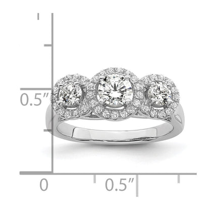 Sterlingsilber Brillant Glut Rhodiniert 42 Stein Heiligenschein Mikro Pavé‚äö Zirkonia 3 Ring