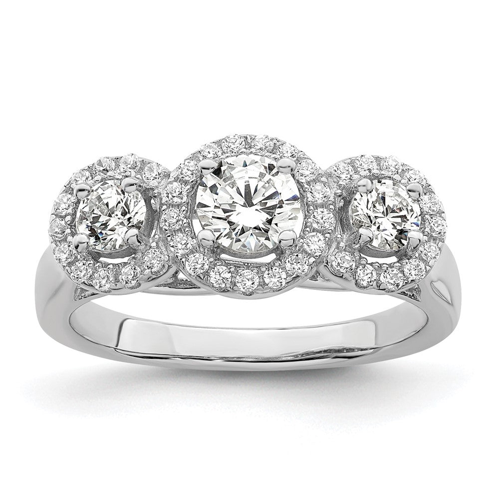 Sterlingsilber Brillant Glut Rhodiniert 42 Stein Heiligenschein Mikro Pavé‚äö Zirkonia 3 Ring