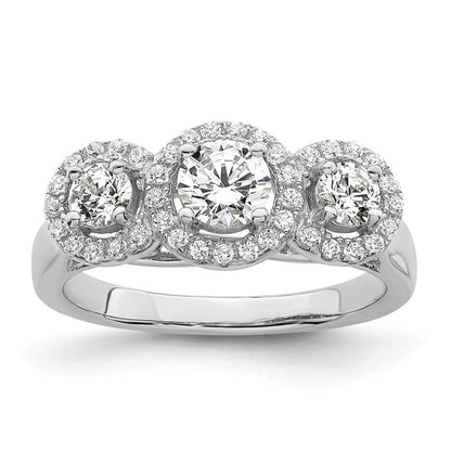 Sterlingsilber Brillant Glut Rhodiniert 42 Stein Heiligenschein Mikro Pavé‚äö Zirkonia 3 Ring