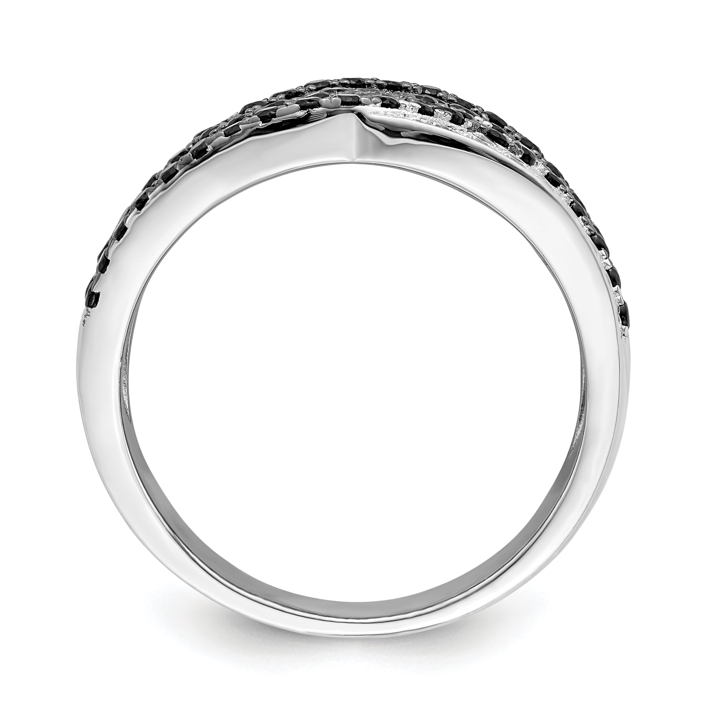 Sterlingsilber Brillant Glut Rhodiniert 158 Stein Mikro Pavé‚äö Schwarz Champagne und Weiß Zirkonia Ring