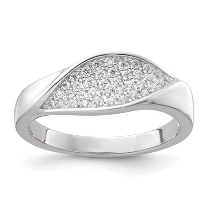 Sterlingsilber & Zirkonia Brillant Glut Gedreht Ring (size 6 Nur)