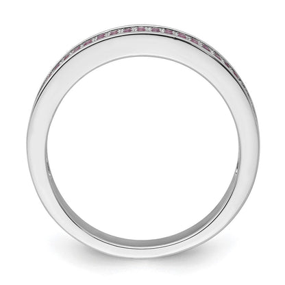 Sterlingsilber & Rosa Zirkonia Brillant Glut Ring (size 7 Nur)