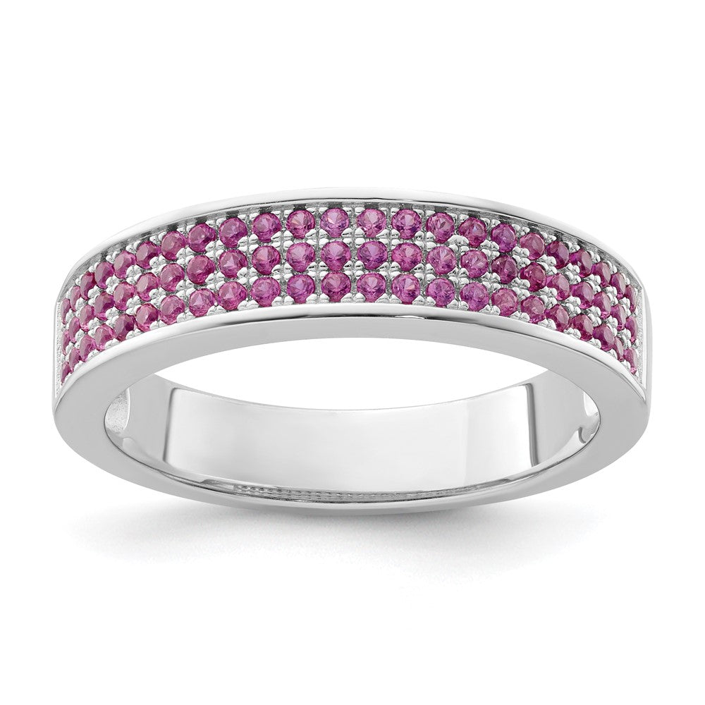 Sterlingsilber & Rosa Zirkonia Brillant Glut Ring (size 7 Nur)