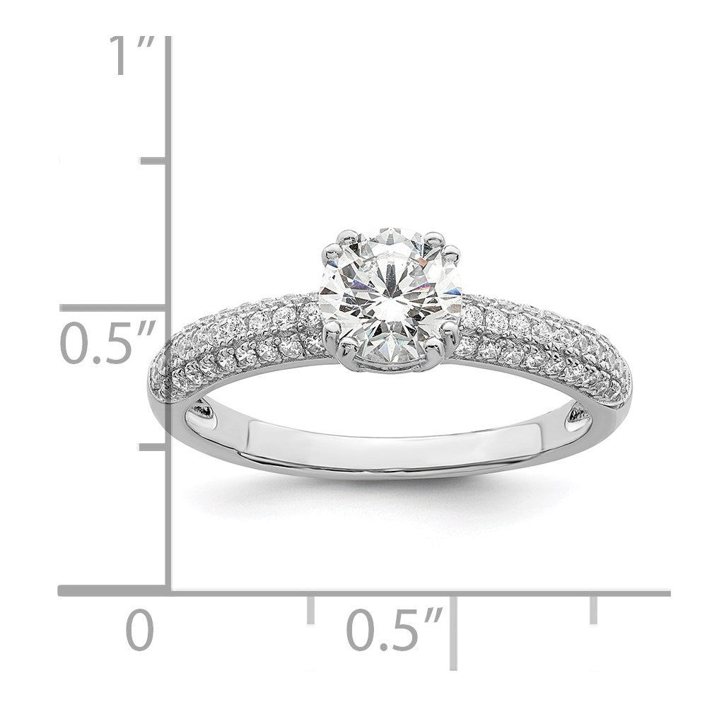Sterlingsilber Brillant Glut Rhodiniert 65 Stein Mikro Pavé‚äö Zirkonia Ring