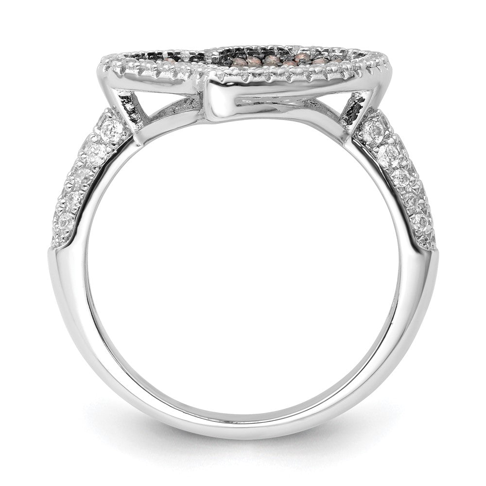 Sterlingsilber Braun & Klar Zirkonia Brillant Glut Herz Ring