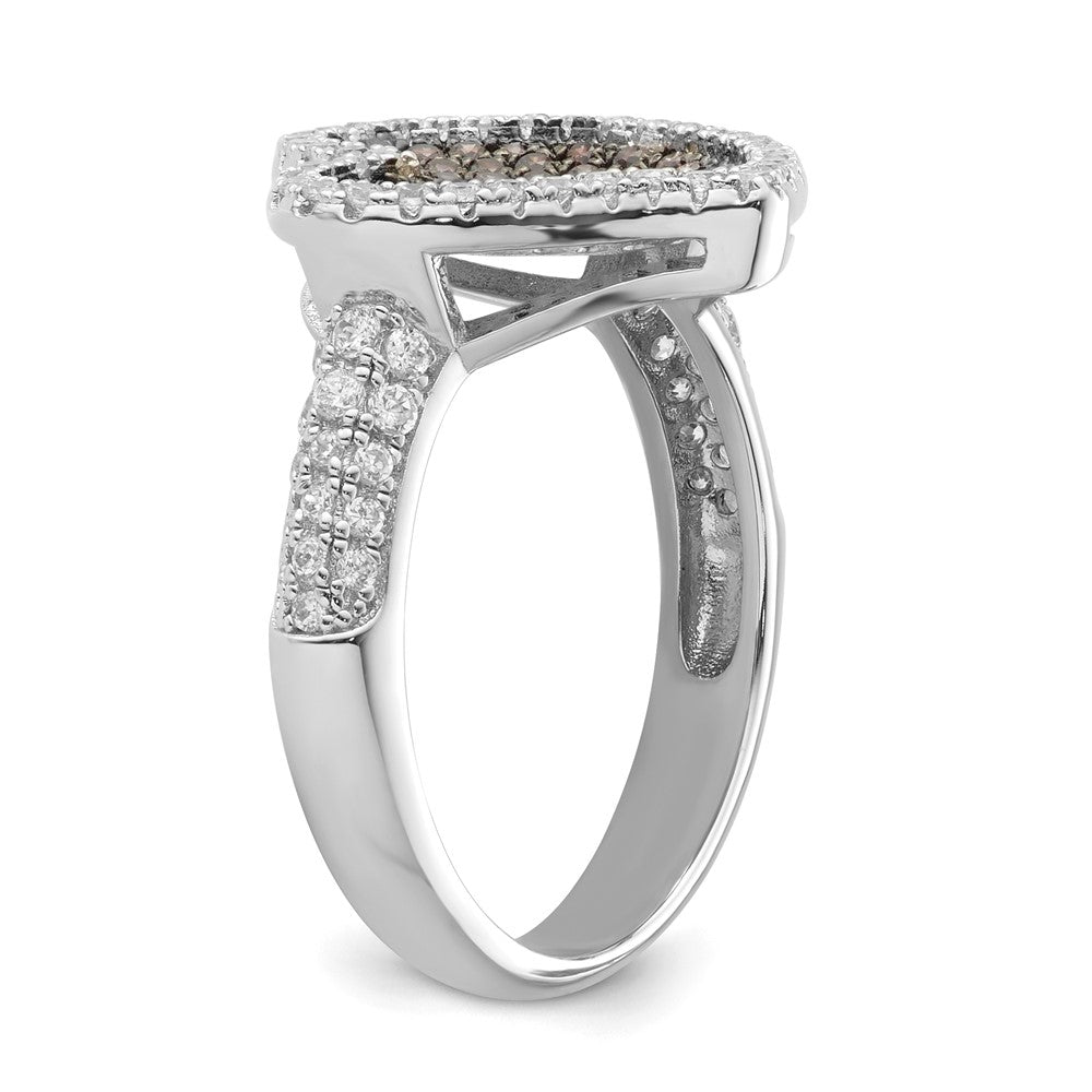 Sterlingsilber Braun & Klar Zirkonia Brillant Glut Herz Ring