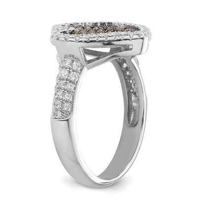 Sterlingsilber Braun & Klar Zirkonia Brillant Glut Herz Ring