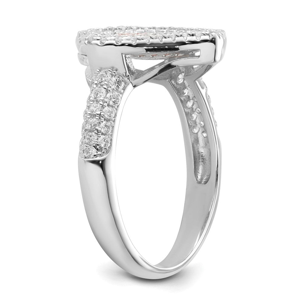 Sterlingsilber Rosa & Klar Zirkonia Brillant Glut Herz Ring
