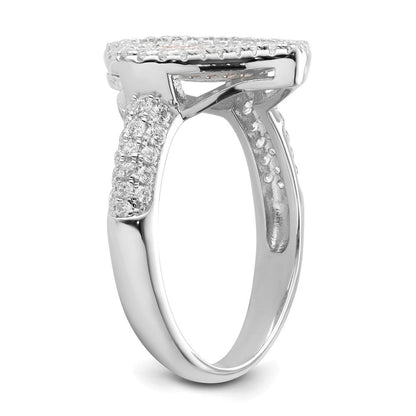 Sterlingsilber Rosa & Klar Zirkonia Brillant Glut Herz Ring