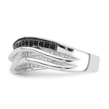 Sterlingsilber True Feuer Schwarz & Weiß Zirkonia Gebogen Design Ring