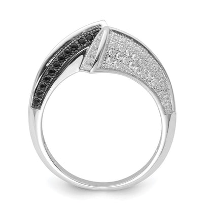 Sterlingsilber True Feuer Schwarz & Weiß Zirkonia Ring (size 8 Nur)