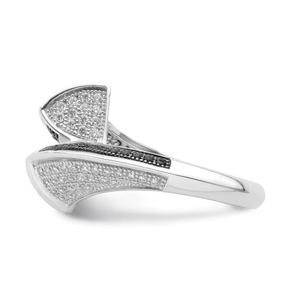 Sterlingsilber True Feuer Schwarz & Weiß Zirkonia Ring (size 8 Nur)
