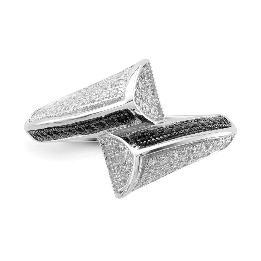 Sterlingsilber True Feuer Schwarz & Weiß Zirkonia Ring (size 8 Nur)