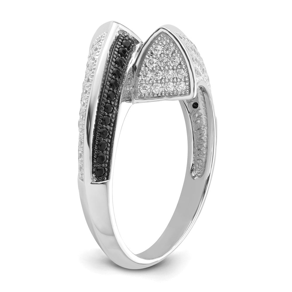 Sterlingsilber True Feuer Schwarz & Weiß Zirkonia Ring (size 8 Nur)