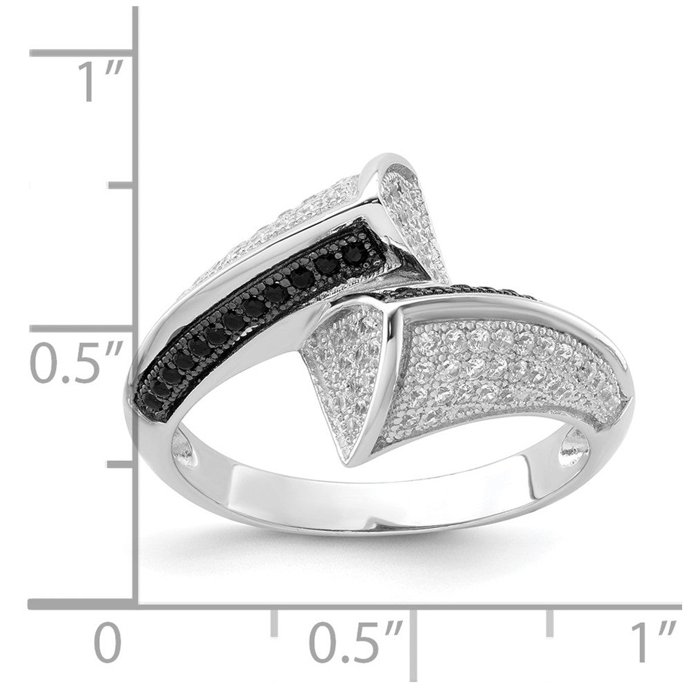 Sterlingsilber True Feuer Schwarz & Weiß Zirkonia Ring (size 8 Nur)