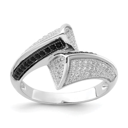 Sterlingsilber True Feuer Schwarz & Weiß Zirkonia Ring (size 8 Nur)