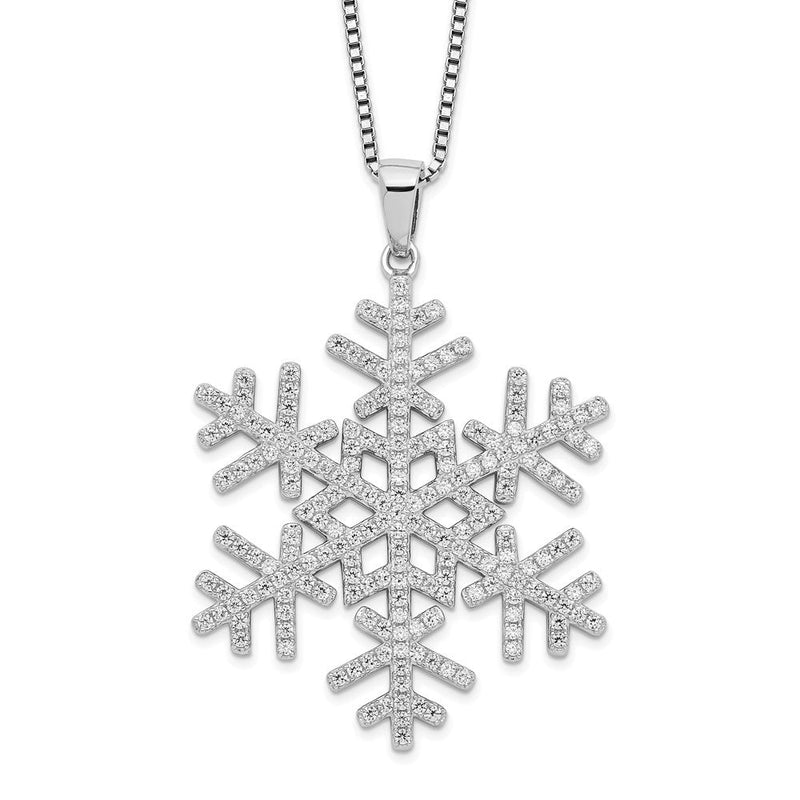 Sterlingsilber Brillant Glut Rhodiniert 205 Stein 18 Zoll Mikro Pavé‚äö Zirkonia Schneeflocke Halskette mit 2 Verlängerung