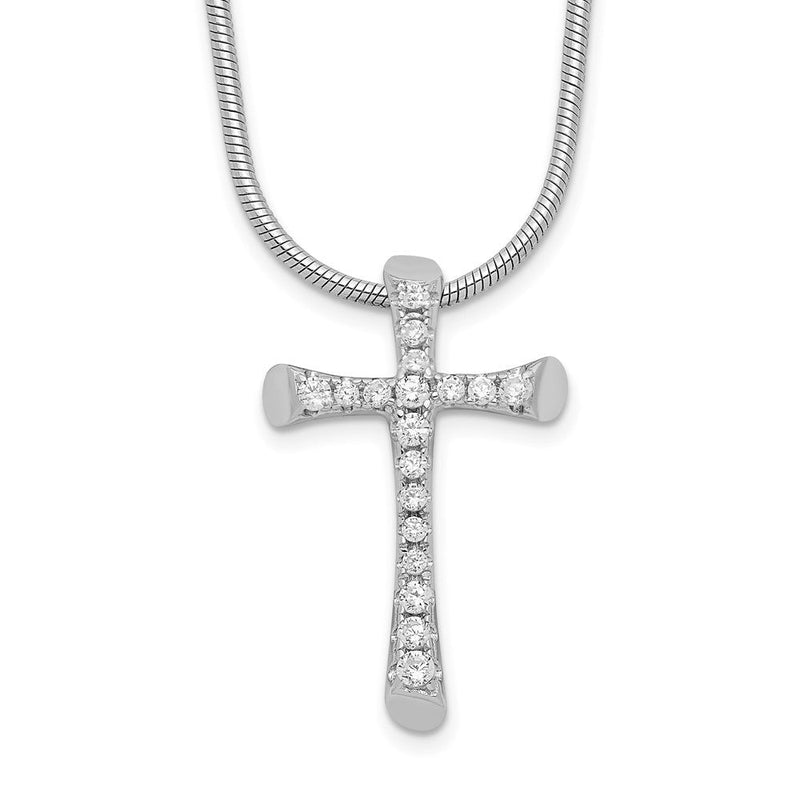 Sterlingsilber Brillant Glut Rhodiniert 18 Stein Zoll Mikro Pavé‚äö Zirkonia Kreuz Halskette mit 2 Verlängerung