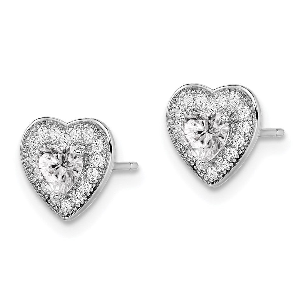 Sterlingsilber Brillant Glut Rhodiniert 32 Stein Mikro Pavé‚äö Zirkonia Herz Ohrstecker