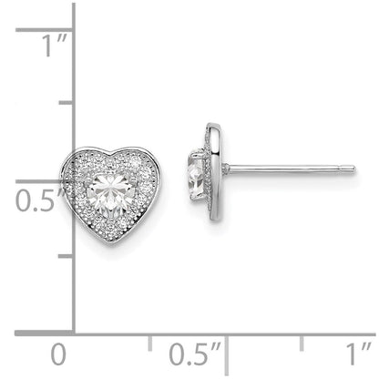 Sterlingsilber Brillant Glut Rhodiniert 32 Stein Mikro Pavé‚äö Zirkonia Herz Ohrstecker