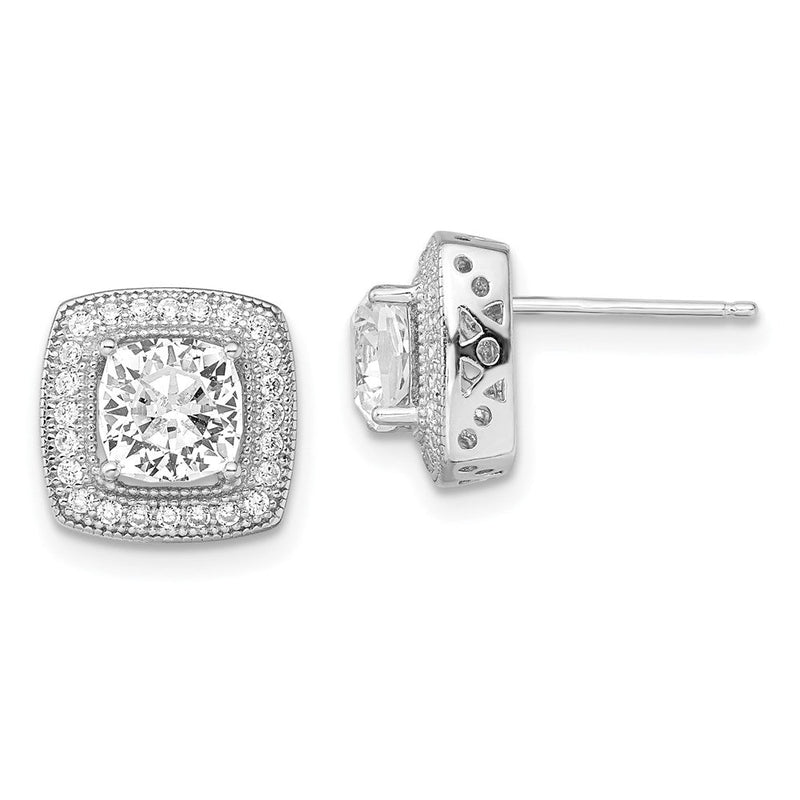 Sterlingsilber Brillant Glut Rhodiniert 50 Stein Heiligenschein Mikro Pavé‚äö Zirkonia Ohrstecker