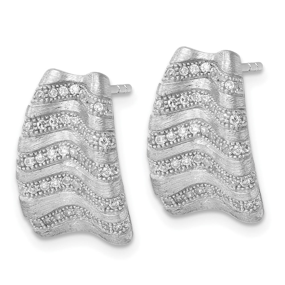 Sterlingsilber & Zirkonia Gebürstet Brillant Glut Ohrstecker