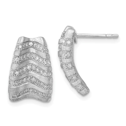 Sterlingsilber & Zirkonia Gebürstet Brillant Glut Ohrstecker