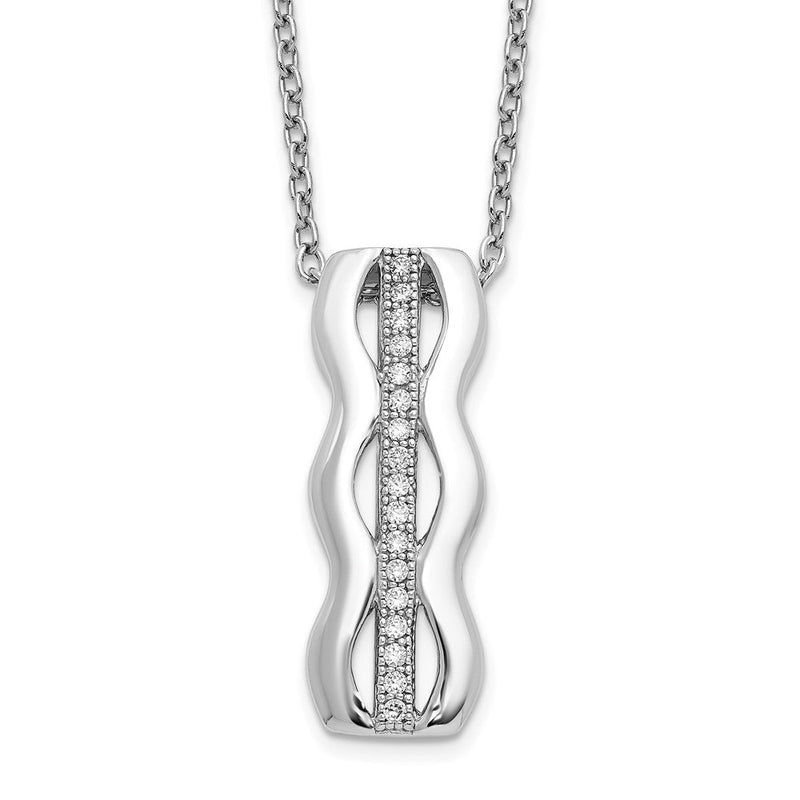 Sterlingsilber Brillant Glut Rhodiniert 17 Stein 18 Zoll Mikro Pavé‚äö Zirkonia Halskette mit 2 Verlängerung