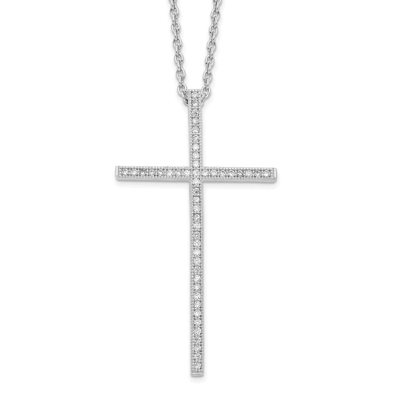 Sterlingsilber Brillant Glut Rhodiniert 48 Stein 18 Zoll Mikro Pavé‚äö Zirkonia Kreuz Halskette mit 2 Verlängerung