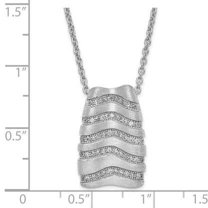 Sterlingsilber & Zirkonia Gebürstet Brillant Glut mit 2 Zoll Verlängerung Halskette
