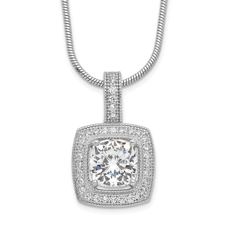 Sterlingsilber Brillant Glut Rhodiniert 35 Stein 18 Zoll Mikro Pavé‚äö Zirkonia Halskette mit 2 Verlängerung