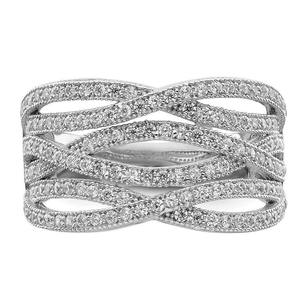 Sterlingsilber Brillant Glut Rhodiniert 150 Stein Mikro Pavé‚äö Zirkonia Ring (size 6 Nur)