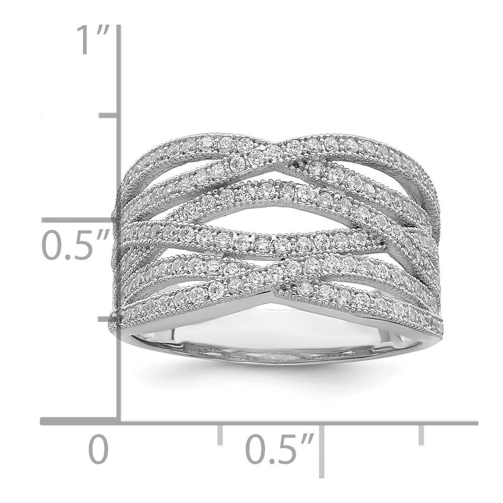 Sterlingsilber Brillant Glut Rhodiniert 150 Stein Mikro Pavé‚äö Zirkonia Ring (size 6 Nur)