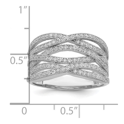 Sterlingsilber Brillant Glut Rhodiniert 150 Stein Mikro Pavé‚äö Zirkonia Ring (size 6 Nur)