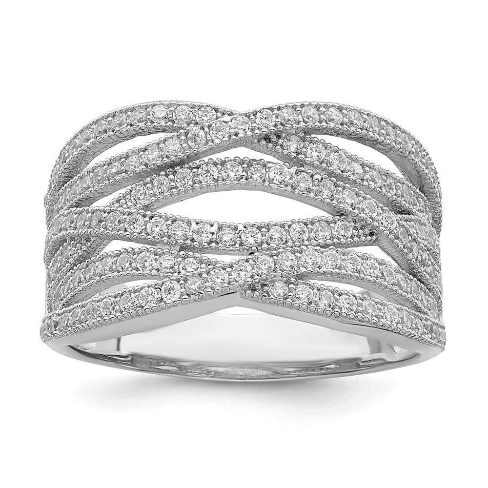 Sterlingsilber Brillant Glut Rhodiniert 150 Stein Mikro Pavé‚äö Zirkonia Ring (size 6 Nur)