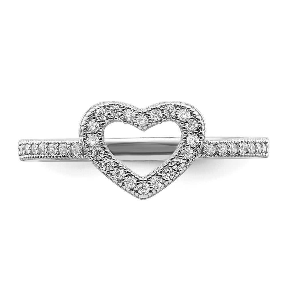 Sterlingsilber Brillant Glut Rhodiniert 34 Stein Mikro Pavé‚äö Zirkonia Herz Ring (size 7 Nur)