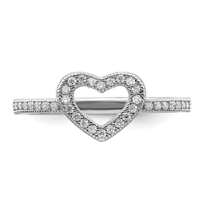 Sterlingsilber Brillant Glut Rhodiniert 34 Stein Mikro Pavé‚äö Zirkonia Herz Ring (size 7 Nur)