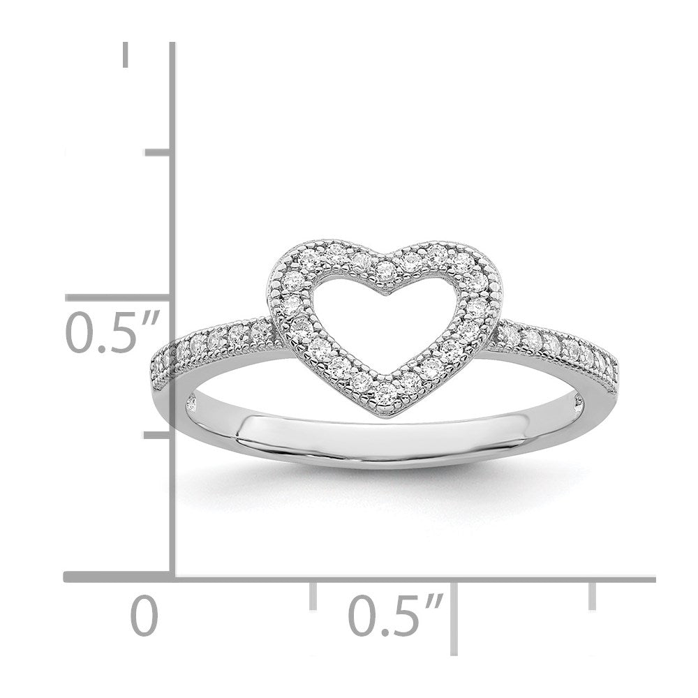 Sterlingsilber Brillant Glut Rhodiniert 34 Stein Mikro Pavé‚äö Zirkonia Herz Ring (size 7 Nur)