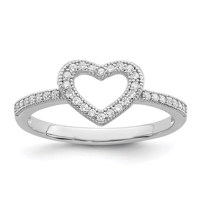 Sterlingsilber Brillant Glut Rhodiniert 34 Stein Mikro Pavé‚äö Zirkonia Herz Ring (size 7 Nur)