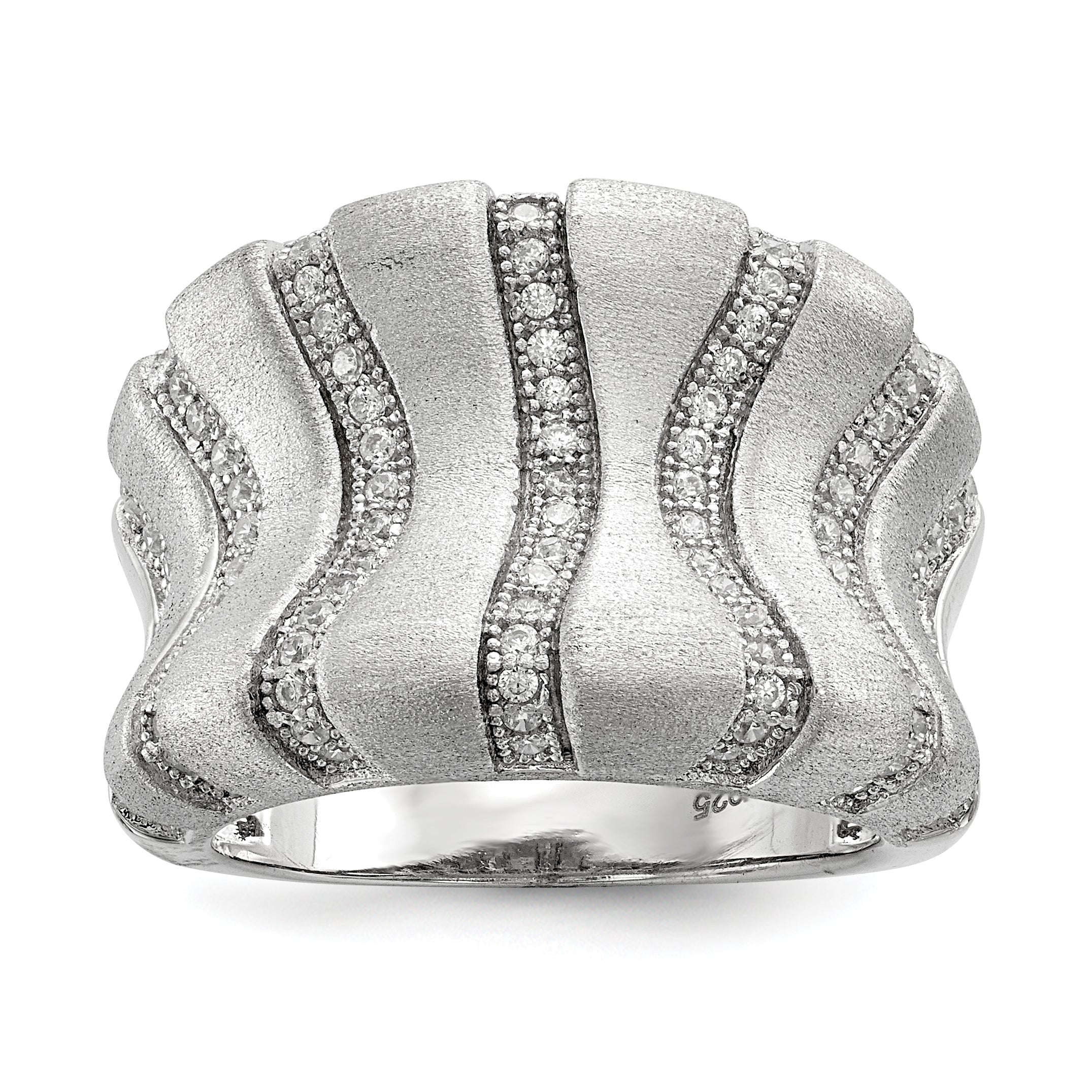 Sterlingsilber Ss Rhodiniert Zirkonia Brillant Glut Ring