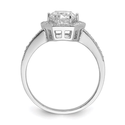 Sterlingsilber Brillant Glut Rhodiniert 39 Stein Hexagon Heiligenschein Mikro Pavé‚äö Zirkonia Ring