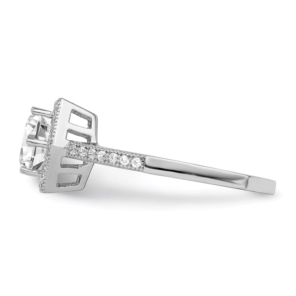 Sterlingsilber Brillant Glut Rhodiniert 39 Stein Hexagon Heiligenschein Mikro Pavé‚äö Zirkonia Ring