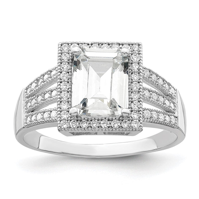 Sterlingsilber Brillant Glut Rhodiniert 61 Stein Mikro Pavé‚äö Zirkonia Ring