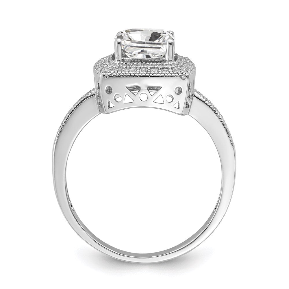 Sterlingsilber Brillant Glut Rhodiniert 41 Stein Heiligenschein Mikro Pavé‚äö Zirkonia Ring