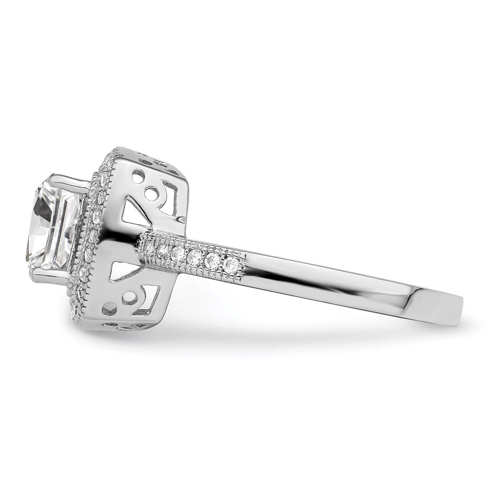 Sterlingsilber Brillant Glut Rhodiniert 41 Stein Heiligenschein Mikro Pavé‚äö Zirkonia Ring